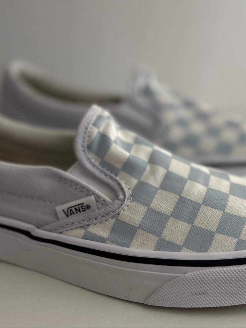 Vans Kids Slip-On Checkerboard Sneakers - Light Blue & White